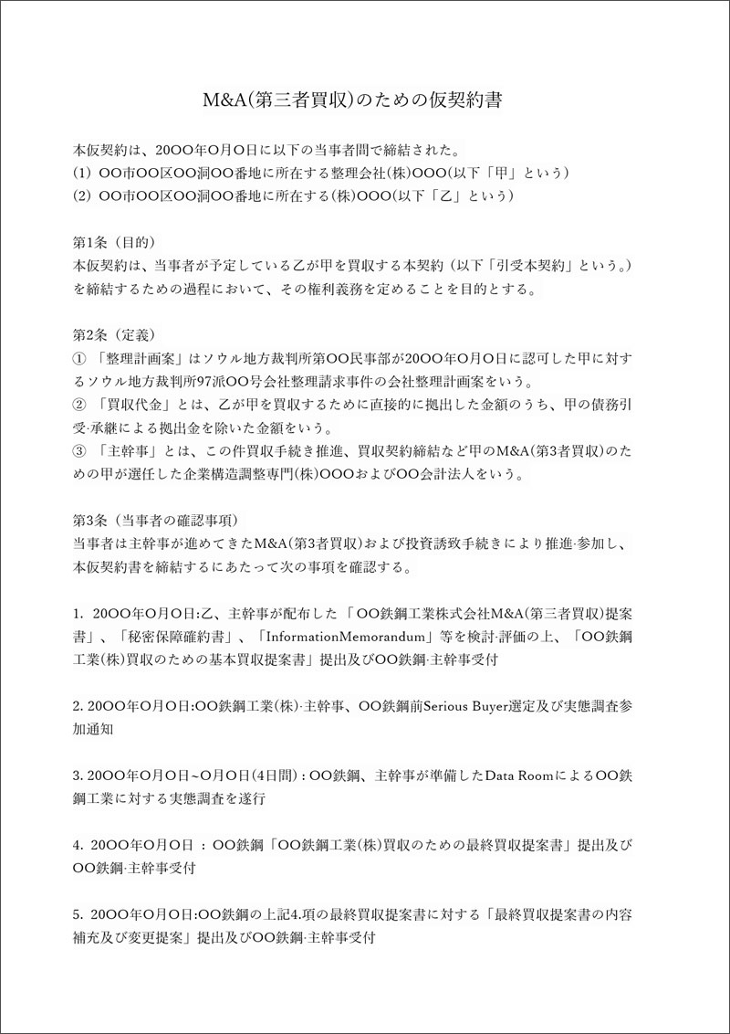 M&A仮契約書